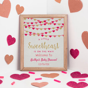 Poster Hanging Love Hearts Baby shower amoureux Bienvenue