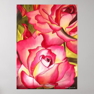 Poster Hannah Gordon rose rose aquarelle art