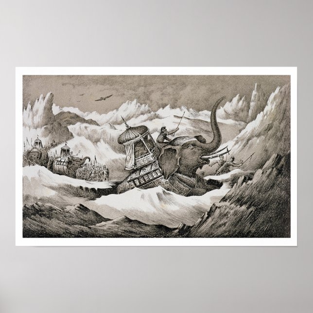 Poster Hannibal (247-c.183 avant JC) et ses éléphants de  (Devant)