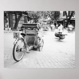 Poster Hanoi Viêt Nam, Cyclo dans le Vieux Hanoï