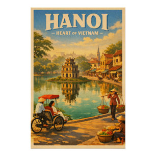 Poster Hanoi, Vietnam, dans un voyage rétro classique