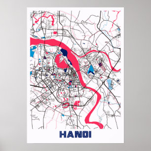 Poster Hanoï - Vietnam MilkTea City Carte