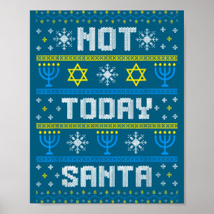 Poster Hanouka Père Noël laid Aujourd'hui Hanukkah Pas Ju