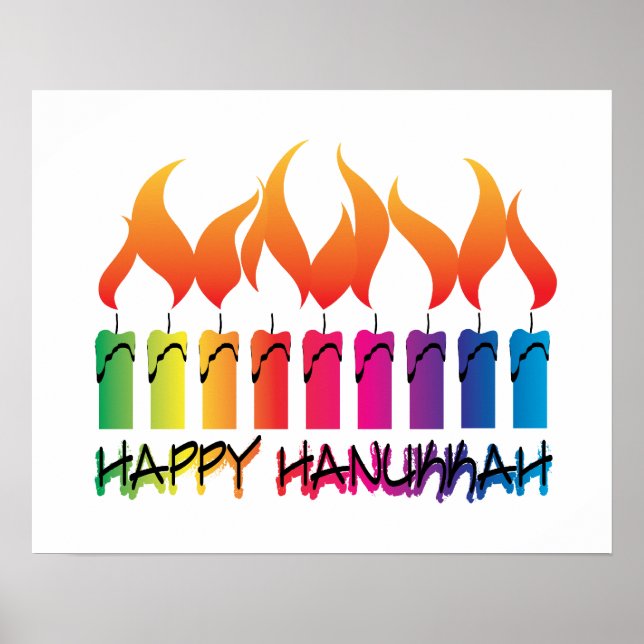 Poster Hanoukka Rainbow Menorah (Devant)