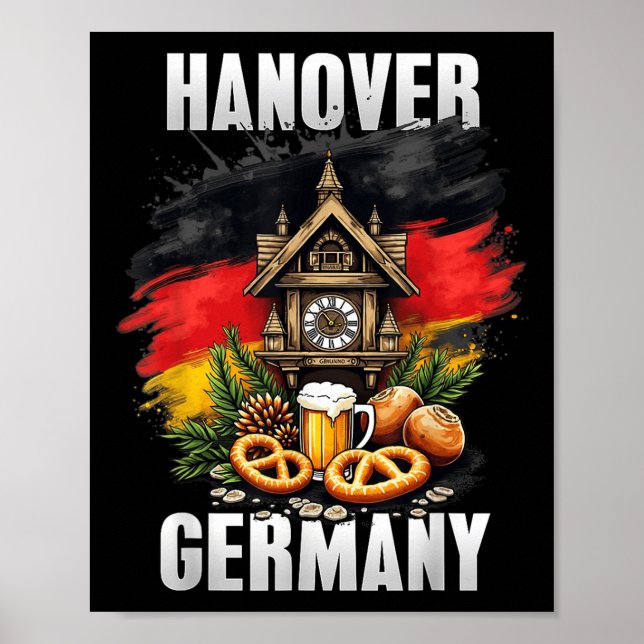 Poster Hanover Allemagne Souvenir Allemagne Drapeau Voyag (Devant)