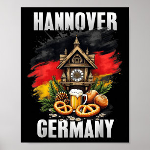 Poster Hanovre Allemagne Souvenir Allemagne Drapeau Voyag