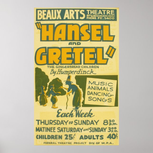 Poster Hansel et Gretel - Opéra d'Engelbert Humperdinck (Devant)