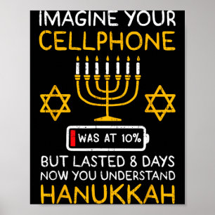 Poster Hanukka drôle Imaginez Votre Téléphone Chanukah Ju