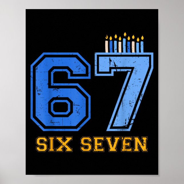Poster Hanukkah 67 Six Seven Boy Girl Kids 67 Meme Hanukk (Devant)