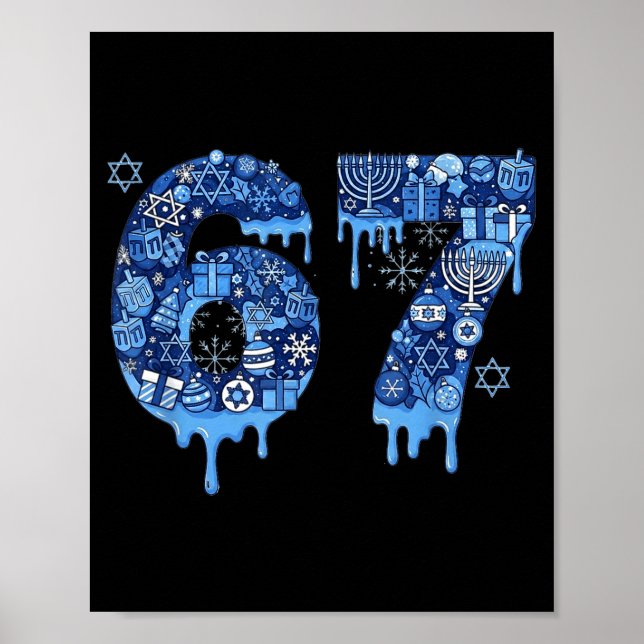 Poster Hanukkah Six Seven 67 Meme Funny Dreidel Menorah S (Devant)