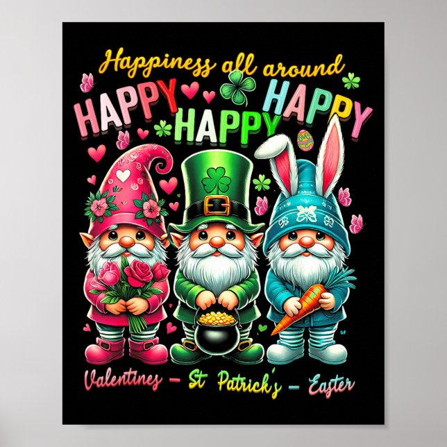 Poster Hapness Allaround Gnome Happy Valentine St Patrick (Devant)