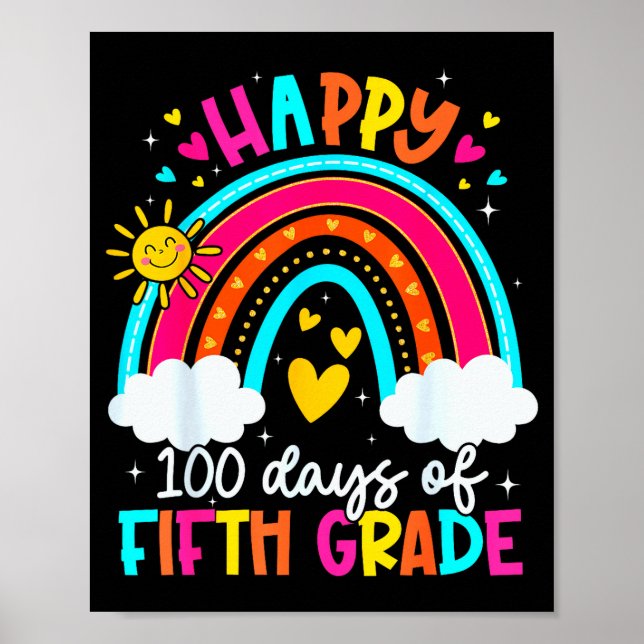Poster Happy 100 Days Of 5th Grade Kids Teacher 100th Day (Devant)