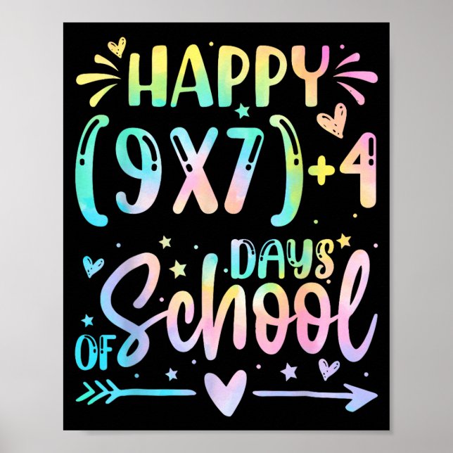 Poster Happy 67 Days Of School Math Teacher Students Six  (Devant)