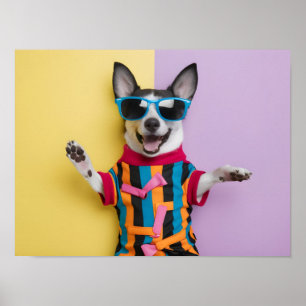 Poster Happy Animal avec lunettes de soleil