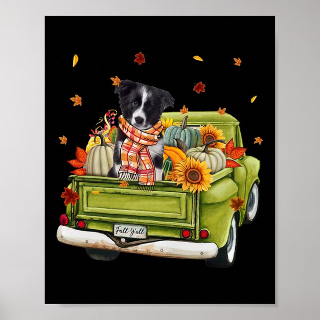 Poster Happy Automne Y'all Bordure Collie Chien sur Camio (Devant)