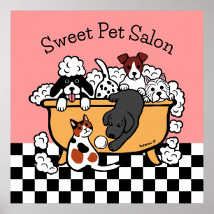 Poster Happy Bath Time Black Labrador Pet Salon
