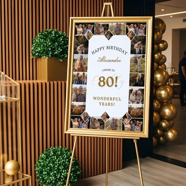 Poster Happy Birthday Cheers To 80 Years Photo Collage (Happy Birthday Cheers To 80 Years Photo Collage Poster)