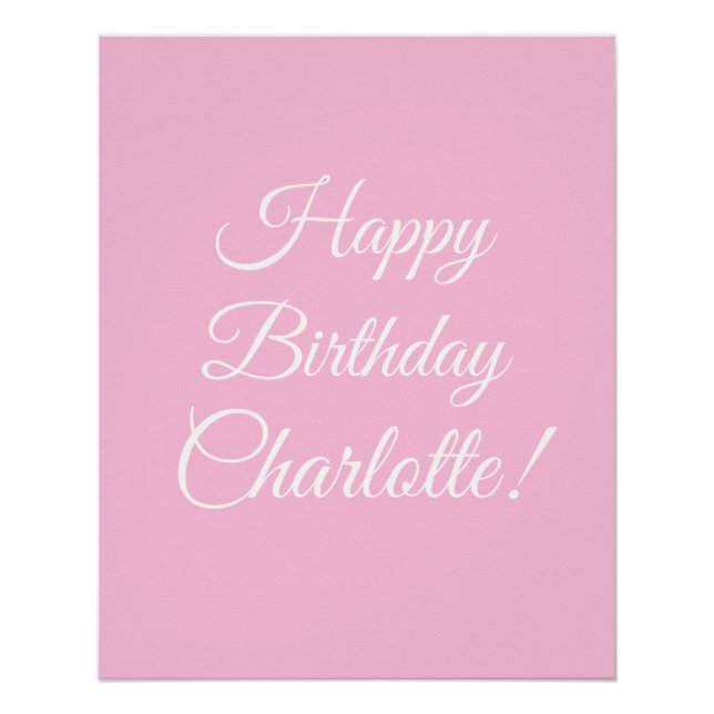 Poster Happy Birthday custom script name text light pink (Devant)