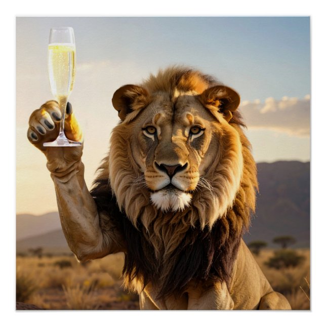 Poster Happy Birthday Lion - Congratulations -  (Devant)