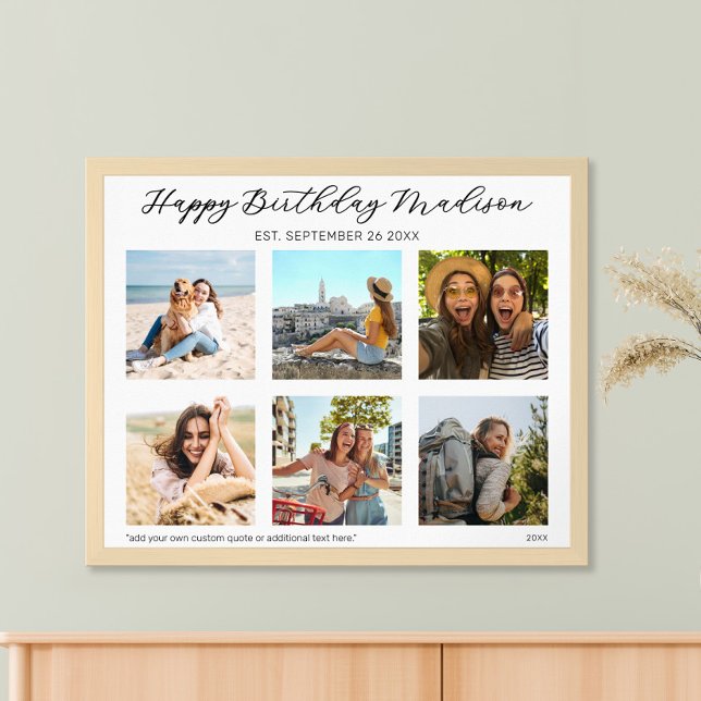 Poster Happy Birthday Personnalisé Photo Collage (Créateur téléchargé)