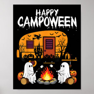 Poster Happy Camp-o-ween Halloween Camping Ghosts And Cam