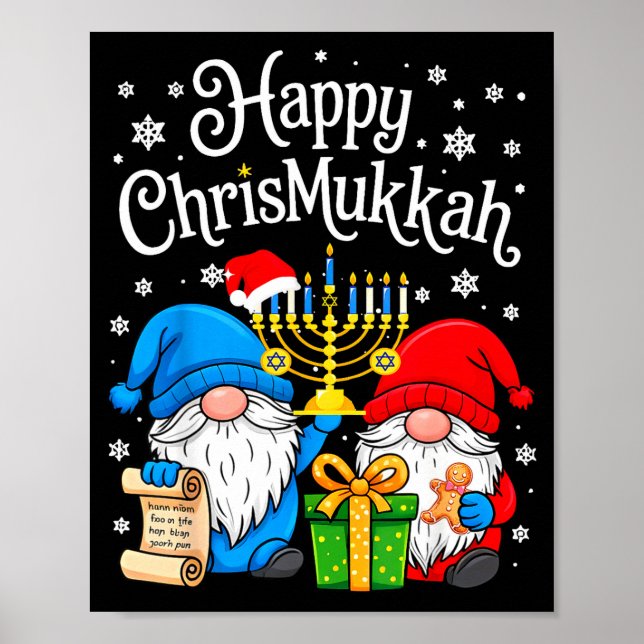 Poster Happy Christmukkah Hanukkah Christmas Gnome Xmas F (Devant)