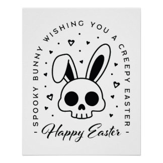 Poster Happy Easter creepy wishes spooky bunny