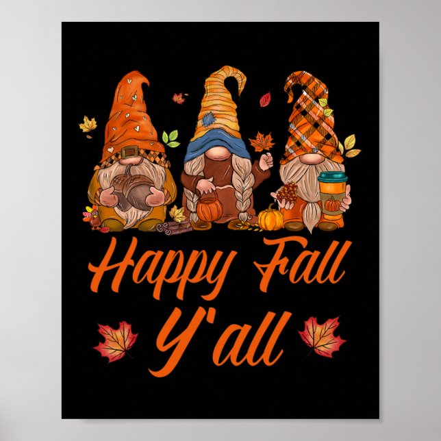 Poster Happy Fall Y'all Citrouille Spice Fall Automne Gno (Devant)