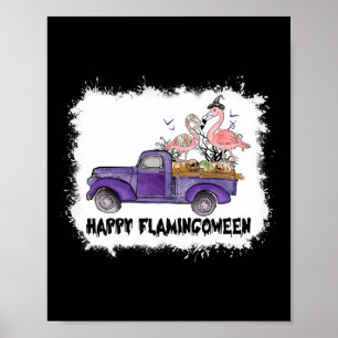 Poster Happy Flamingoween Flamant rose rose Halloween Ske