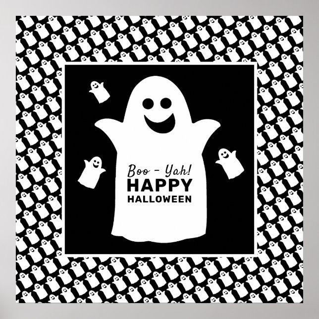 Poster Happy Ghost, Black Halloween Party (Devant)