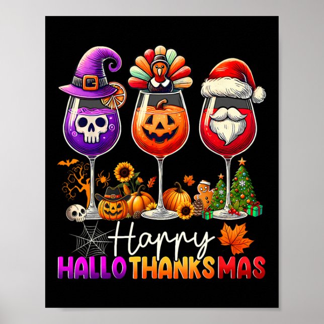 Poster Happy Hallothanksmas Halloween Thanksgiving Christ (Devant)