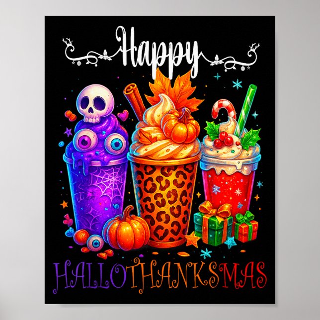 Poster Happy Hallothanksmas Halloween Thanksgiving Christ (Devant)
