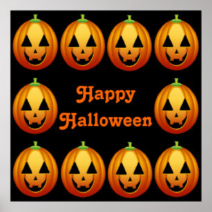 Poster Happy Halloween Citrouilles