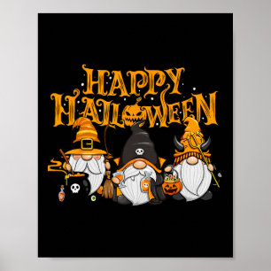 Poster Happy Halloween Gnomes Automne Citrouille automne