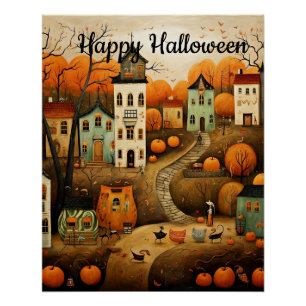 Poster Happy Halloween illustration colorée