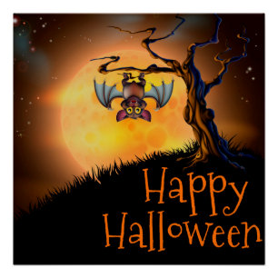 Poster/Happy Halloween Niedliches Bat Poster
