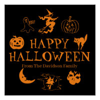Happy Halloween nom personnalisé noir orange