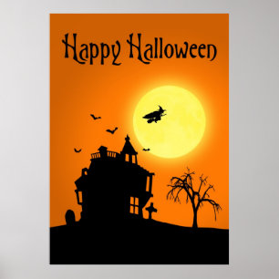 Poster Happy Halloween Silhouette paysage