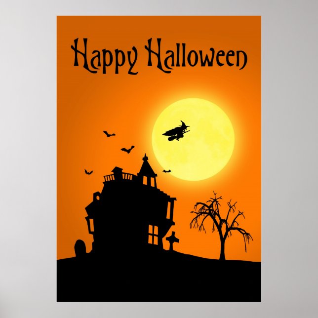 Poster Happy Halloween Silhouette paysage (Devant)