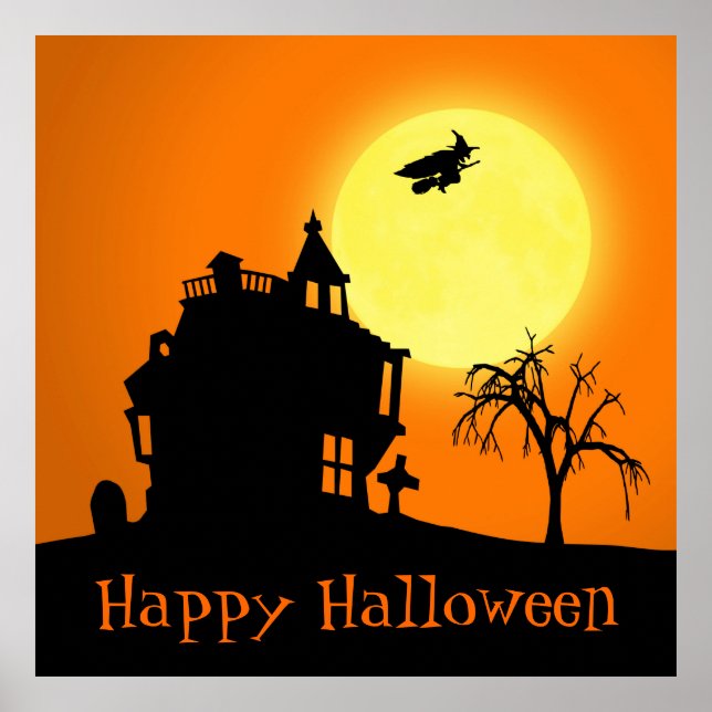 Poster Happy Halloween Silhouette paysage (Devant)