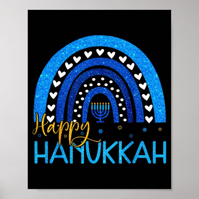 Poster Happy Hanukkah Menorah Rainbow Jewish Gift Women K (Devant)