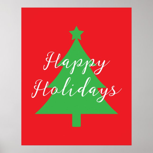 Poster Happy Holidays Bright Red Christmas New Year (Devant)