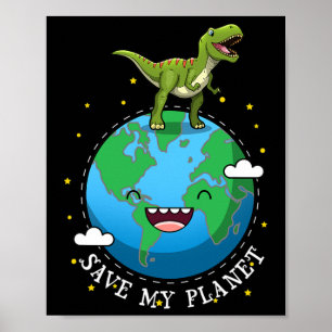 Poster Happy Jour des terres Dinosaur T-rex Enfants Garço