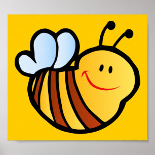 POSTER HAPPY LITTLE BUMBLEBEE BEE CARTOON CUTE HONEY INSE