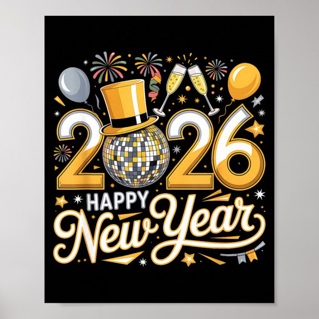 Poster Happy New Year 2026 Gold Party Celebration Gift  (Devant)