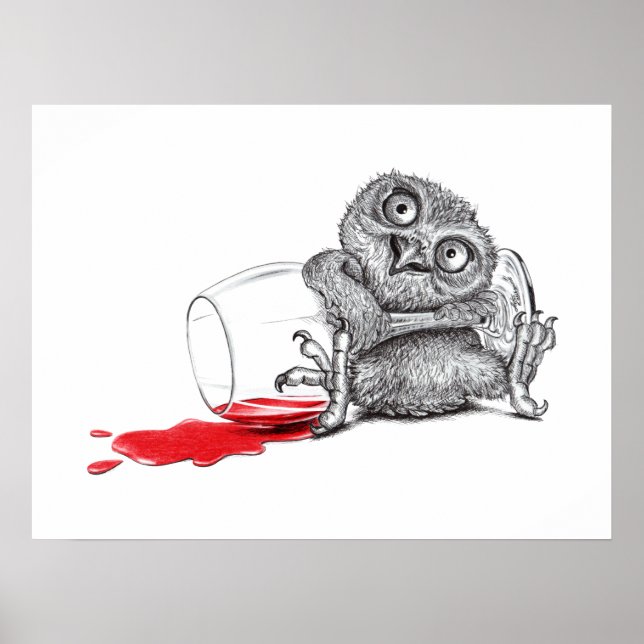 Poster Happy Owl - Boire (Devant)