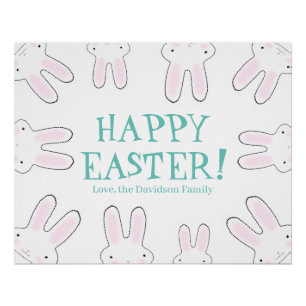 Poster Happy Pâques mignon lapins coutume texte drôle