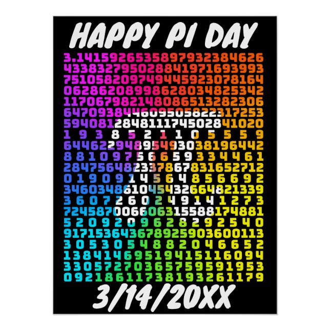 Poster Happy Pi Day Funny School Math Letter Art (Devant)