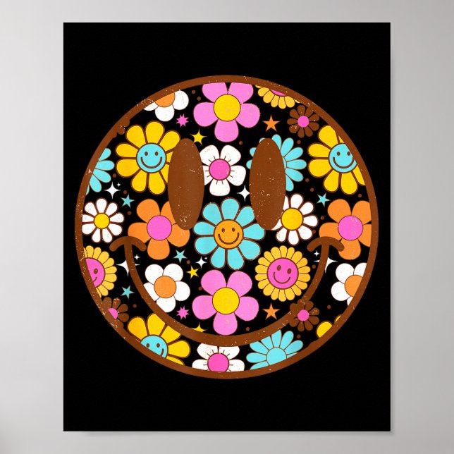 Poster Happy Retro Daisy Smile Face Preppy Aesthetic Men  (Devant)