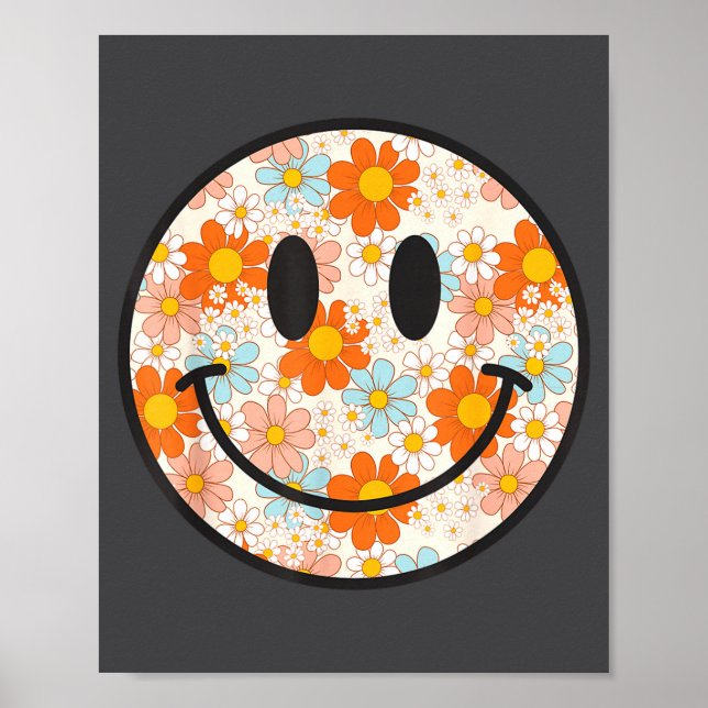 Poster Happy Retro Daisy Smile Face Preppy Aesthetic Men  (Devant)